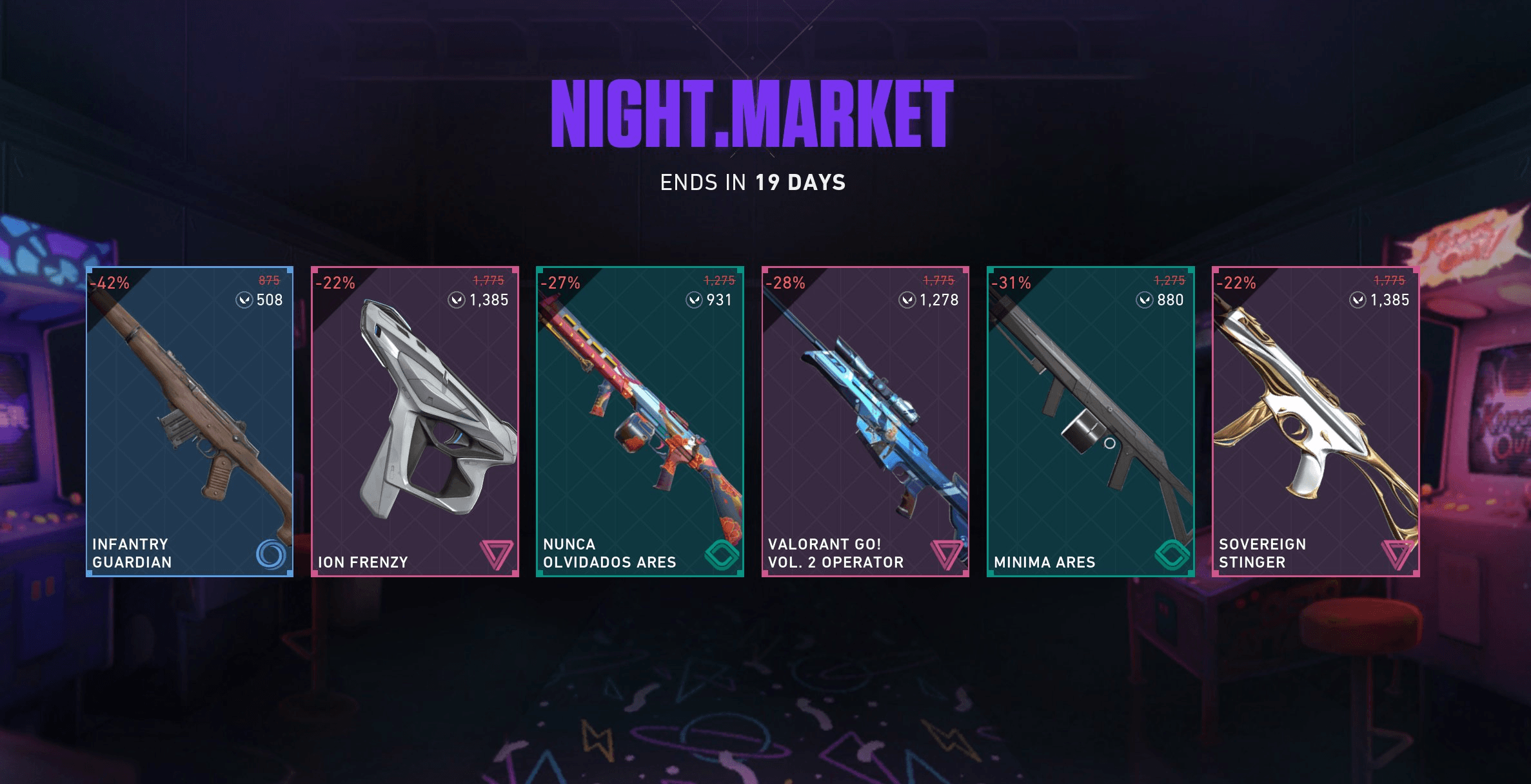 Estas son las skins que te puedes encontrar en el Mercado Nocturno